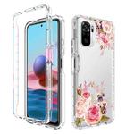 For Xiaomi Redmi Note 10 PC+TPU Transparent Painted Phone Case(Pink Rose)