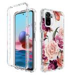 For Xiaomi Redmi Note 10 PC+TPU Transparent Painted Phone Case(Purple Floral)