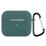 Wireless Earphone Silicone Protective Case with Carabiner For AirPods 3(Dark Green)