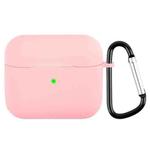 Wireless Earphone Silicone Protective Case with Carabiner For AirPods 3(Pink)