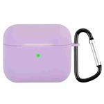 Wireless Earphone Silicone Protective Case with Carabiner For AirPods 3(Light Purple)