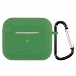 Wireless Earphone Silicone Protective Case with Carabiner For AirPods 3(Mustard Green)