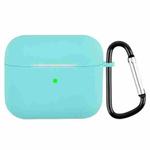 Wireless Earphone Silicone Protective Case with Carabiner For AirPods 3(Mint Green)