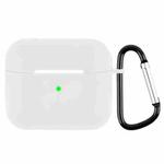 Wireless Earphone Silicone Protective Case with Carabiner For AirPods 3(Transparent White)