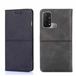 For OPPO Reno5 A Cow Texture Magnetic Horizontal Flip Leather Phone Case(Black)