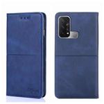 For OPPO Reno5 A Cow Texture Magnetic Horizontal Flip Leather Phone Case(Blue)