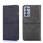 For OPPO Reno6 Pro+ Cow Texture Magnetic Horizontal Flip Leather Phone Case(Black)