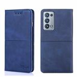 For OPPO Reno6 Pro+ Cow Texture Magnetic Horizontal Flip Leather Phone Case(Blue)