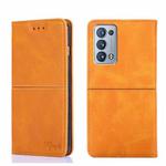 For OPPO Reno6 Pro+ Cow Texture Magnetic Horizontal Flip Leather Phone Case(Light Brown)