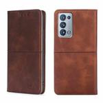 For OPPO Reno6 Pro+ Cow Texture Magnetic Horizontal Flip Leather Phone Case(Dark Brown)