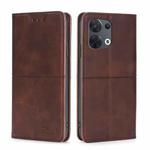 For OPPO Reno8 Cow Texture Magnetic Horizontal Flip Leather Phone Case(Dark Brown)