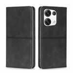 For OPPO Reno8 Pro+ 5G Cow Texture Magnetic Horizontal Flip Leather Phone Case(Black)