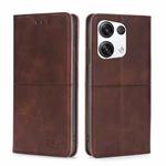 For OPPO Reno8 Pro+ 5G Cow Texture Magnetic Horizontal Flip Leather Phone Case(Dark Brown)