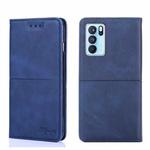 For OPPO Reno6 Pro Cow Texture Magnetic Horizontal Flip Leather Phone Case(Blue)