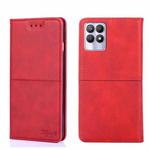 For OPPO Realme 8i Cow Texture Magnetic Horizontal Flip Leather Phone Case(Red)