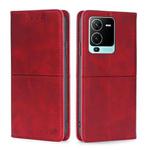 For vivo S15 Pro 5G Cow Texture Magnetic Horizontal Flip Leather Phone Case(Red)
