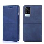 For vivo X60 Pro Global/X60 Curved Screen Cow Texture Magnetic Horizontal Flip Leather Phone Case(Blue)