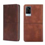 For vivo X60 Pro Global/X60 Curved Screen Cow Texture Magnetic Horizontal Flip Leather Phone Case(Dark Brown)