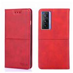 For vivo X70 Cow Texture Magnetic Horizontal Flip Leather Phone Case(Red)
