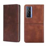For vivo X70 Cow Texture Magnetic Horizontal Flip Leather Phone Case(Dark Brown)