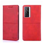 For vivo X70 Pro Cow Texture Magnetic Horizontal Flip Leather Phone Case(Red)