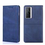 For vivo X70 Pro Cow Texture Magnetic Horizontal Flip Leather Phone Case(Blue)