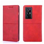 For vivo X70 Pro+ Cow Texture Magnetic Horizontal Flip Leather Phone Case(Red)