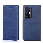 For vivo X70 Pro+ Cow Texture Magnetic Horizontal Flip Leather Phone Case(Blue)