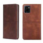 For vivo Y15S Global Cow Texture Magnetic Horizontal Flip Leather Phone Case(Dark Brown)