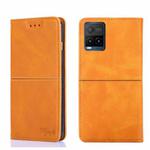 For vivo Y21/Y21S/Y33S Cow Texture Magnetic Horizontal Flip Leather Phone Case(Light Brown)