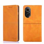 For Honor 50 Cow Texture Magnetic Horizontal Flip Leather Phone Case(Light Brown)