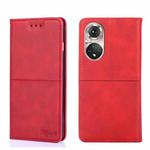 For Honor 50 Pro Cow Texture Magnetic Horizontal Flip Leather Phone Case(Red)