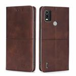 For Nokia C21 Plus Cow Texture Magnetic Horizontal Flip Leather Phone Case(Dark Brown)