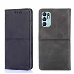 For OPPO Reno6 4G Cow Texture Magnetic Horizontal Flip Leather Phone Case(Black)