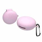 For OPPO Enco W31 Wireless Earphone Liquid Silicone Protective Case with Carabiner(Pink)
