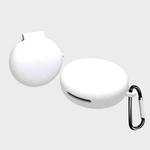 For OPPO Enco W31 Wireless Earphone Liquid Silicone Protective Case with Carabiner(White)
