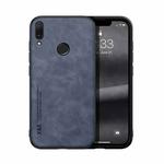 For Huawei Enjoy 9 Plus Skin Feel Magnetic Leather Back Phone Case(Blue)