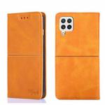 For Samsung Galaxy A22 4G Cow Texture Magnetic Horizontal Flip Leather Phone Case(Light Brown)