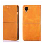 For Samsung Galaxy A22 5G Japan Edition Cow Texture Magnetic Horizontal Flip Leather Phone Case(Light Brown)