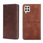 For Samsung Galaxy M12/F12 Cow Texture Magnetic Horizontal Flip Leather Phone Case(Dark Brown)