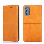 For Samsung Galaxy M52 5G Cow Texture Magnetic Horizontal Flip Leather Phone Case(Light Brown)
