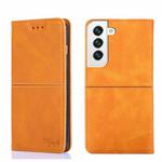 For Samsung Galaxy S21 Cow Texture Magnetic Horizontal Flip Leather Phone Case(Light Brown)