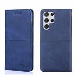 For Samsung Galaxy S21 Ultra Cow Texture Magnetic Horizontal Flip Leather Phone Case(Blue)