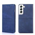 For Samsung Galaxy S22+ Cow Texture Magnetic Horizontal Flip Leather Phone Case(Blue)