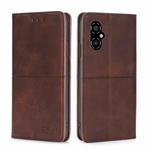 For Xiaomi Poco M4 5G Cow Texture Magnetic Horizontal Flip Leather Phone Case(Dark Brown)