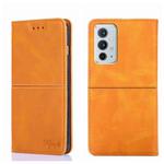 For OnePlus 9RT 5G Cow Texture Magnetic Horizontal Flip Leather Phone Case(Light Brown)
