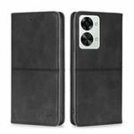 For OnePlus Nord 2T Cow Texture Magnetic Horizontal Flip Leather Phone Case(Black)