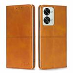 For OnePlus Nord 2T Cow Texture Magnetic Horizontal Flip Leather Phone Case(Light Brown)