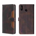 For Infinix Smart 4 X653 Skin Feel Straw Hat Magnetic Buckle Leather Phone Case(Brown)