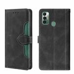 For Tecno Spark 7 Skin Feel Straw Hat Magnetic Buckle Leather Phone Case(Black)